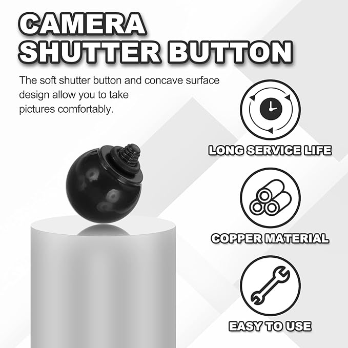 PATIKIL Camera Shutter Button, 10mm Ball Shape Shutter Release Button Pure Copper Camera Buttons for Fujifilm XT5 XT30 XT20 XT4 XE2 XE4, Black