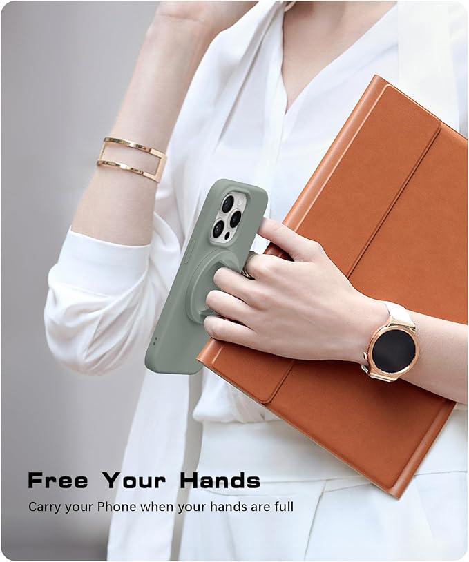 GONEZ Magnetic Phone Grip Compatible with MagSafe, Removable Silicone Loop Grip, Phone Ring Holder for Back of Phone for iPhone 17/16/15/14/13/12 Series, Calke Green