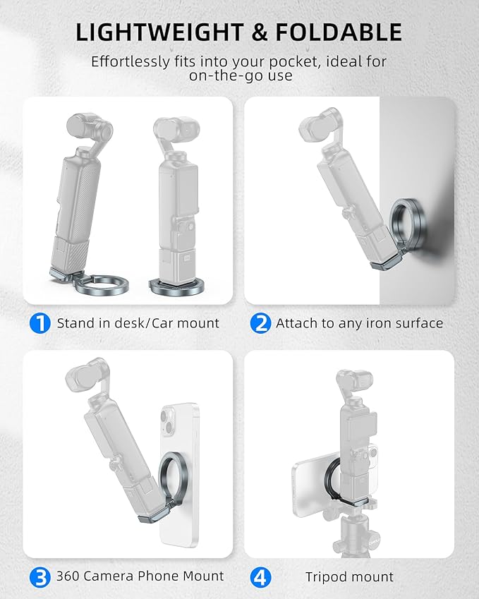 Magnetic Mount Stand Compatible with DJI Osmo Pocket 3, MG-OP3 Pocket3 Adapter Magnet Expansion Phone Holder with 1/4”-20, Arca-Swiss Aluminum Alloy Bracket
