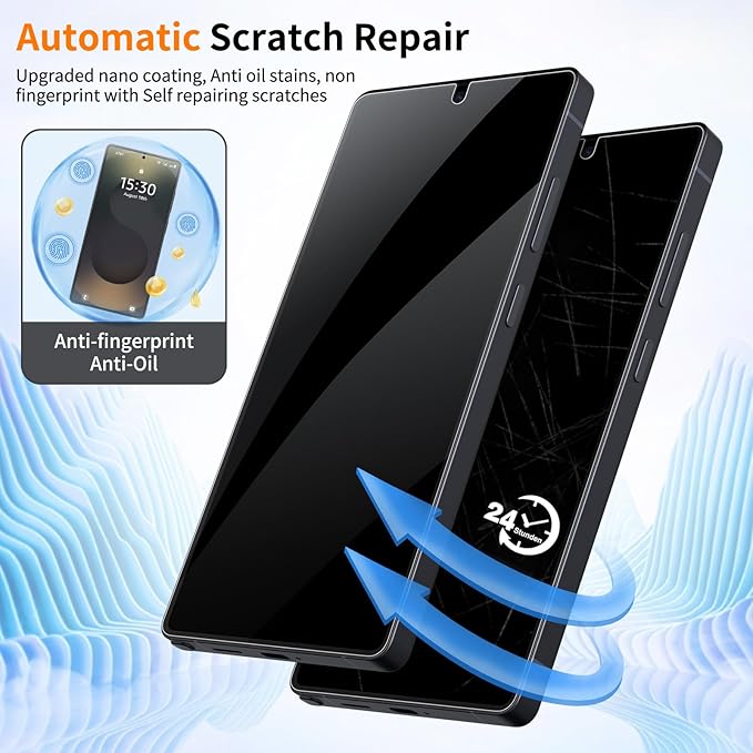 posidentists 2 Pack Privacy Screen Protector for Galaxy S25 Ultra【6.9" 】 with Auto-Alignment Kit, Auto Dust,9H+ Military Grade Shatterproof, iPhone Air Anti-Spy Tempered Glass Film,Case Friendly