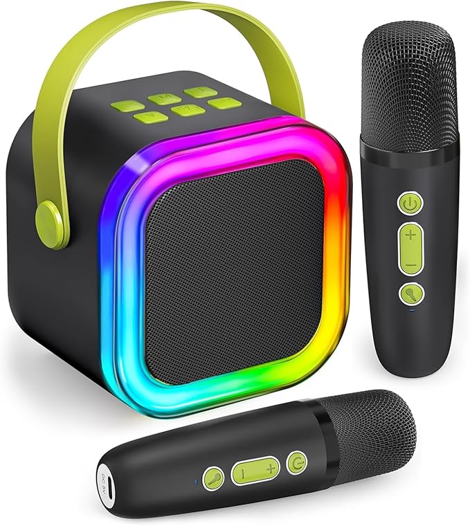 Mini Karaoke Machine for Kids, 2026 TOP Toys Birthday Valentine's Day Gifts Ideas for Girls Ages 4, 5, 6, 7, 8, 9, 10, 12+ Years Old, Portable MP3 Player with 2 Wireless Mics for Family Home Party