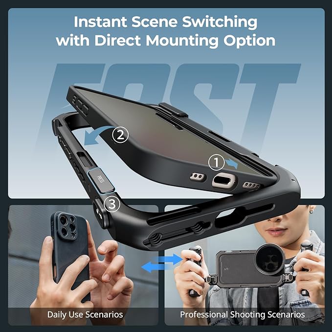 SmallRig Mobile Video Cage for iPhone 16 Pro, Phone Cage with Phone Case with T-Mount Lens Backplate, Support for MagSafe, Quick Release Video Rig for Videography Video Recording Vlog
