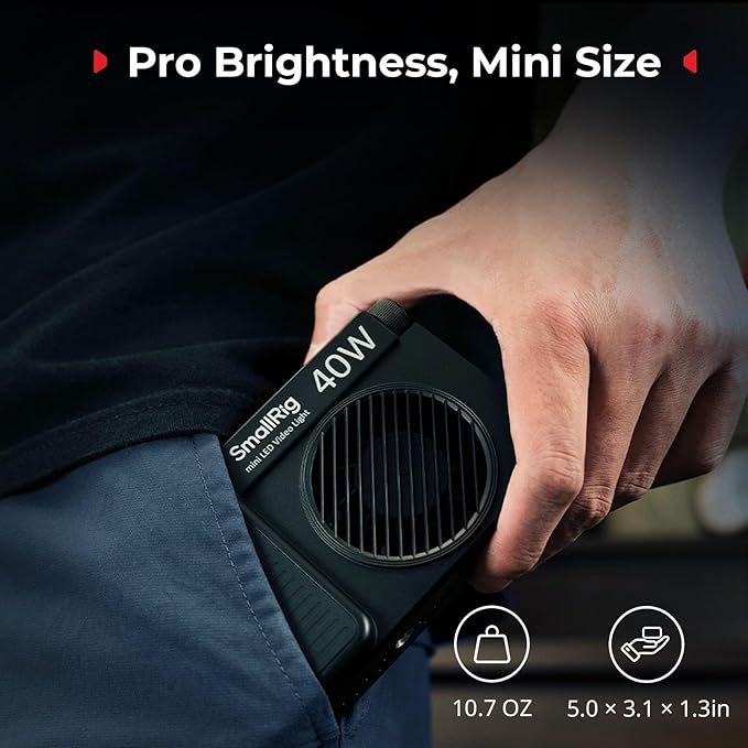 SmallRig RM 40C Mini LED RGB Video Light, 4800mAh Battery, LCD Display, Portable Camera Light for Tiktok Youtube Content Creators Photographer Gifts, 2500K-10000K CRI 96 TLCI 99, Magnetic Mount - 5359