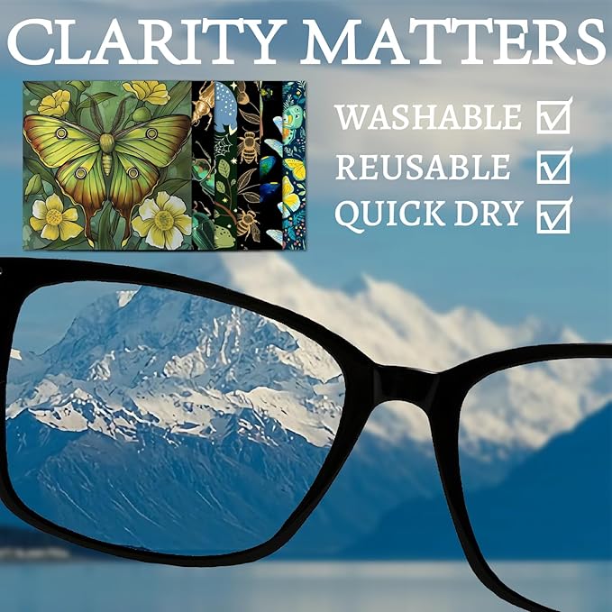 CREATCABIN 6 Pcs Microfiber Cleaning Cloth Insects Microfiber Cloth Soft Multicolor Glasses Cleaner Wipes Cloth Washable for Reusable Eyeglasses Camera Cell Phone Screens Glasses Gift 6 x 6 Inch