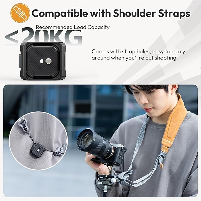 ULANZI UKA01 Camera Quick Release Plate, Tripod Mount Adapter Camera Quick Release Kit w 1/4''-3/8" Screw for Gimbals, Sliders, DSLR, Tripods DJI Sony& 38mm Arca-Swiss Max Load 20kg (Base & Plate)