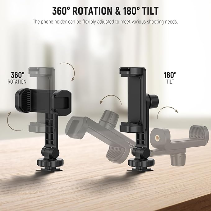 NEEWER Phone Holder Mount Compatible with DJI Osmo Pocket 3, Pocket 3 Expansion Accessories Cell Phone Mount with 1/4" Threads for Tripod and Extension Rod, Cold Shoe for Mini Video Light, Mic, AC021