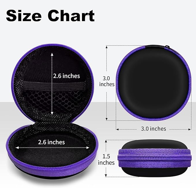 MOLOVA for Earphone Carry Case, 2-Pack Small Round Pocket Earbud Travel Carrying Case with Zipper for Smartphone Earphone, Wireless Headset, USB Cable, SD Cards Storage Bags, Masks and More