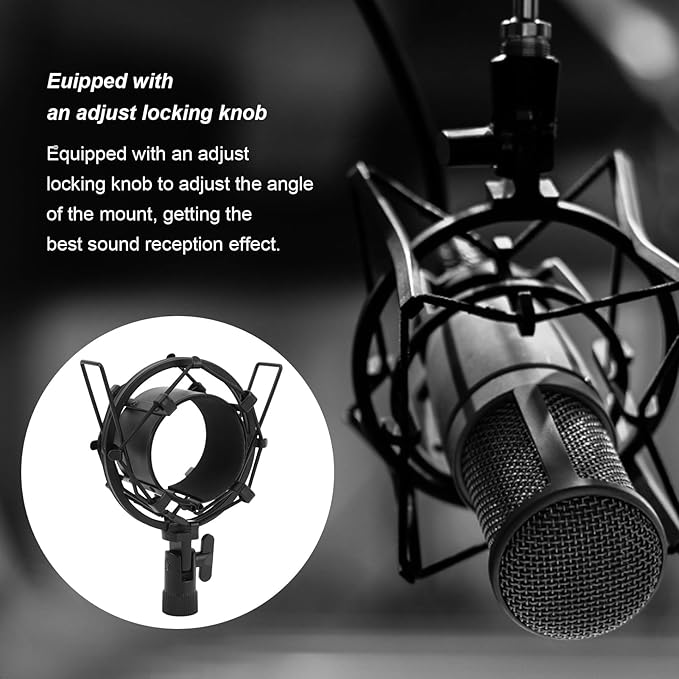 Microphone Shock Mount, Universal Shockmount For Microphones 55-60Mm In Diameter, Anti Vibration and Noise Mic Clip Holder Mount with Soft Pad