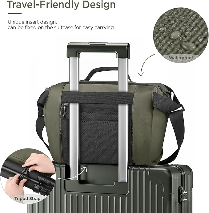 TAAOKA Camera Sling Bag, Waterproof Camera Case with Tripod Holder, DSLR/SLR/Mirrorless Cameras Shoulder Bag, Crossbody Camera Bags for Photography (Dark Green)