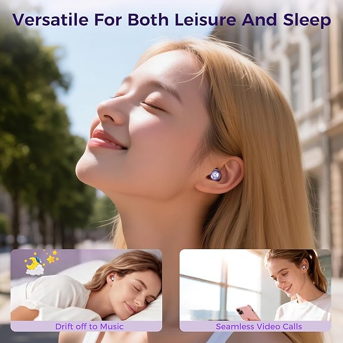 Aesthetic 2-in-1 Wireless Earbuds, Bluetooth 6.0 Ultra-Mini Stylish Headphones for Sleep & Day, Built in Mics & Enhanced Bass Earphones, IPX5 Waterproof All in Comfortable Ear Buds