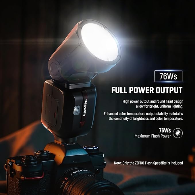 NEEWER Z2PRO-N 2.4G TTL Round Head Flash Speedlite Compatible with Nikon, Wireless Compatible with Godox, 76Ws 1/8000s HSS, Upgraded UI, TTL/M TCM Switch, 7.2V/3000mAh Battery, 600 Full Power Flash