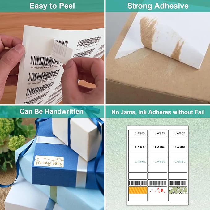 [100Sheet, 3000 Labels] Address Mailing Shipping Amazon FBA Barcode Labels 1 x 2 5/8 for Laser/Inkjet Printer, 30-up Return Address Labels Name Tag Stickers for School Supplies