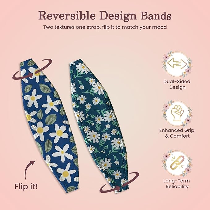 Switchbands Flower Phone Grip Strap – Reversible & Customizable Finger Holder for Phone Back, Wireless Charging Compatible, Detachable Phone Holder for iPhone & Android - Greysies
