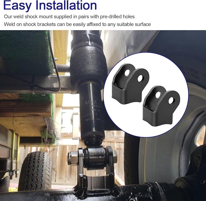 Shock Bracket Weld On Shock Mount - Heavy Duty Brackets for Off-Road Trailers Rear Axle Shock Mount Bracket Kit, Thick Weld On Shock Brackets - 1 Pair