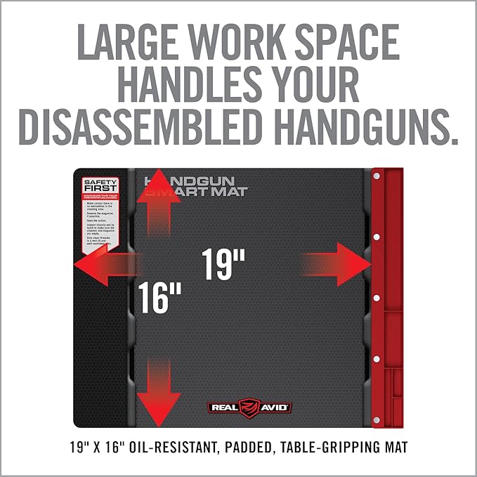 Real Avid Handgun Cleaning Kit | Includes Gun Cleaning Mat 19x16 with Magnetic Parts Tray & Gun Cleaning Supplies for 22, 357, 38, 380, 9mm, 40, 41, 44, 45 Caliber Pistols (Choose Style Below)