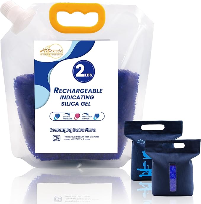 Premium Blue to Pink 3mm Silica Beads, Reusable Desiccant Bulk for 3D Filament, Electronics, Cameras, Jewelry, and Safes (Blue to Pink, 2 LBS with 1 bag)