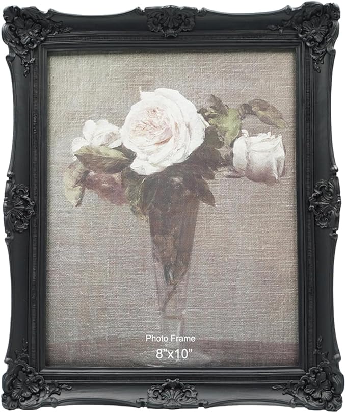 CISOO 8x10 Vintage Picture Frame Antique Ornate Black Photo Frame, for Table Top and Wall Display, Decorative Floral Design Retro Home Decor, Photo Gallery Art