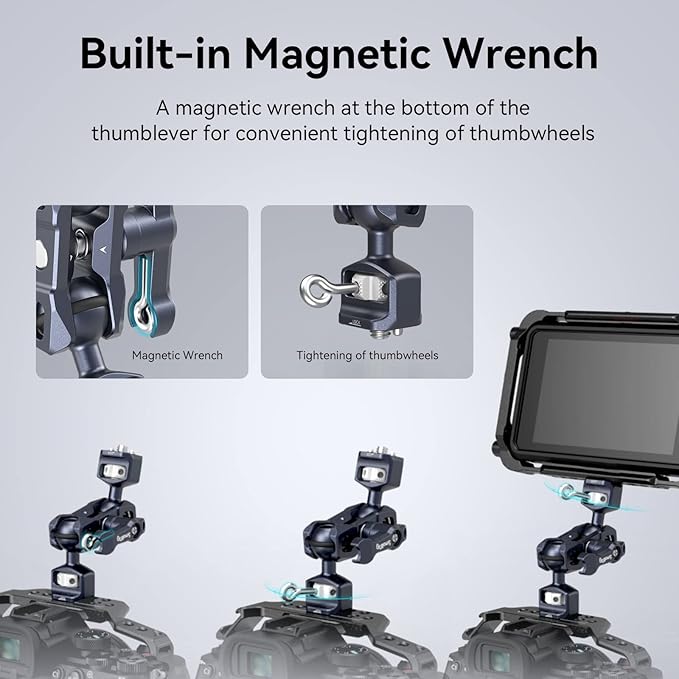 SMALLRIG Articulating Magic Arm with 3/8"-16 Locating Screw for ARRI and 1/4"-20 Screw (with Retractable Pins), 360 Degree Rotation, Max Load of 12 Ib for Monitor, Camera, and Lights 3874