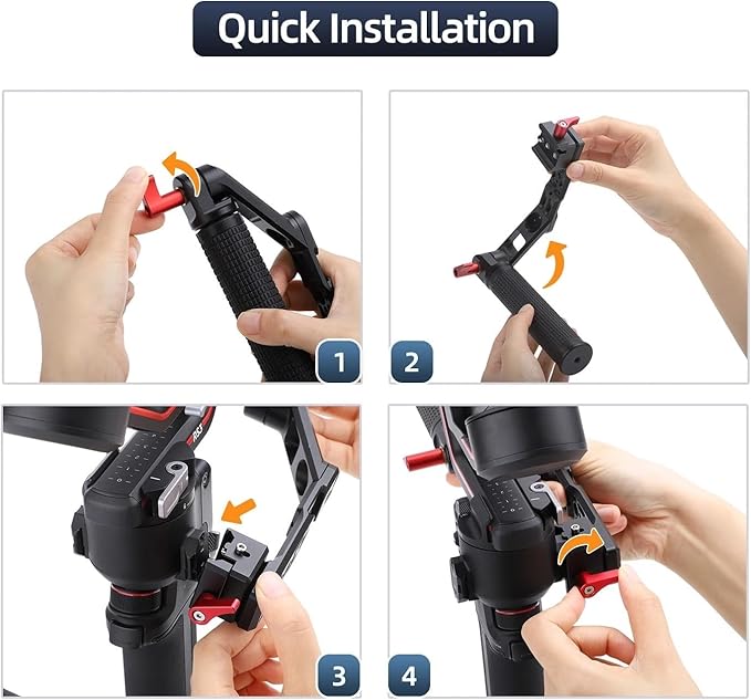 Compatible for Adjustable Angle Handgrip, Aluminum Alloy Stabilizer Handle for Camera Gimbal Support with Mounting Screw
