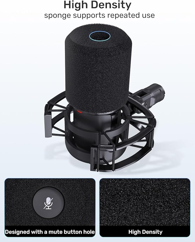 Custom Built for SoloCast Shock Mount with pop filter, 2026 Upgrade Anti-Vibration Suspension Elastic Shock Mount Holder Clip Mics Stand with Screw Adapter Compatible with Hyperx SoloCast Microphone