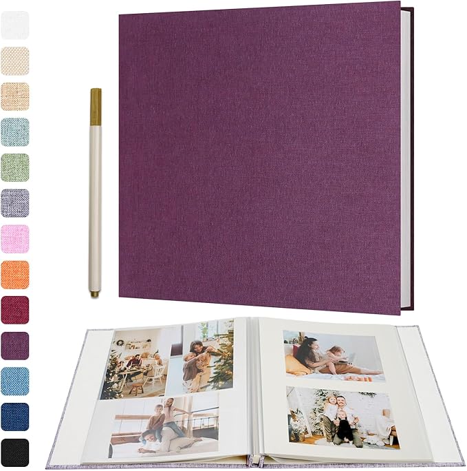 Vienrose Large Photo Album Self Adhesive for 4x6 5x7 8x10 Pictures Scrapbook Album DIY Scrap Book 40 Sticky Pages with A Metallic Pen