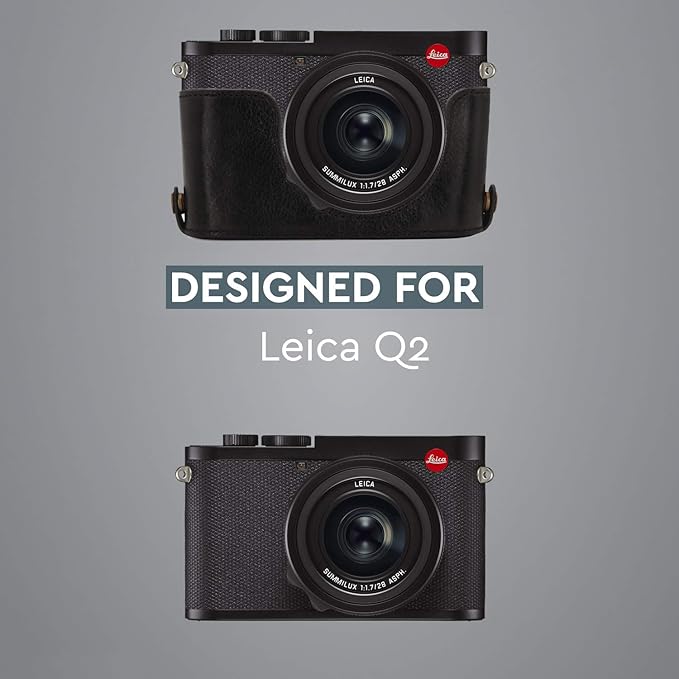 MegaGear MG1718 Ever Ready Genuine Leather Camera Half Case Compatible with Leica Q2 - Black