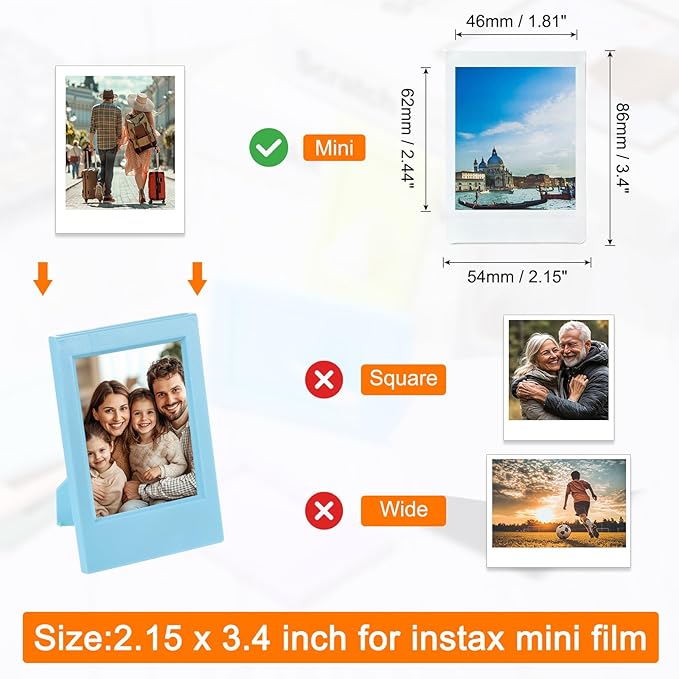 uxcell 8 Pcs Mini Picture Frames 2.4 x 3.6 Inch Rectangle Small Picture Photo Frame Holder for Tabletop Display Photos Paintings Landscape Posters Artwork, Blue