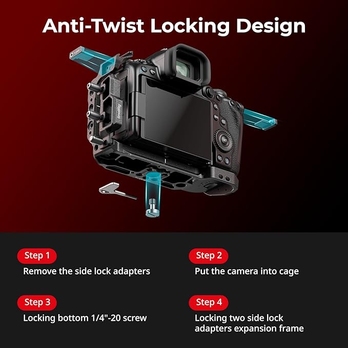 SmallRig Black Mamba Camera Cage Kit for Canon EOS R5 Mark II with Top Handle and Dedicated Cable Clamp, Aluminum Alloy Camera Rig with HawkLock Cold Shoe, 1/4''-20 & 3/8''-16 Threaded Holes - 4976