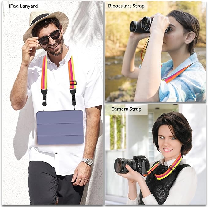 Adjustable Shoulder Strap, Comfortable for Camera Neck Lanyard iPad Strap iPad Strap for iPad, Camera, Binocular, Crossbody, Tablet, Laptop, Binocular, Luggage Bag(Orange, Red & Yellow A19)