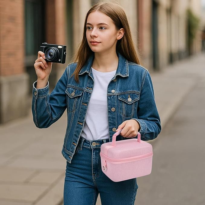 ANKHOH Vlogging Camera Case for Duluvulu/for Zostuic/for YIGLLO/for Gavonde/for Canon/for Kodak Pixpro Digital 4K 5K Camera Carrying Travel Bag for SD Cards, Accessories(Box Only)(Pink)