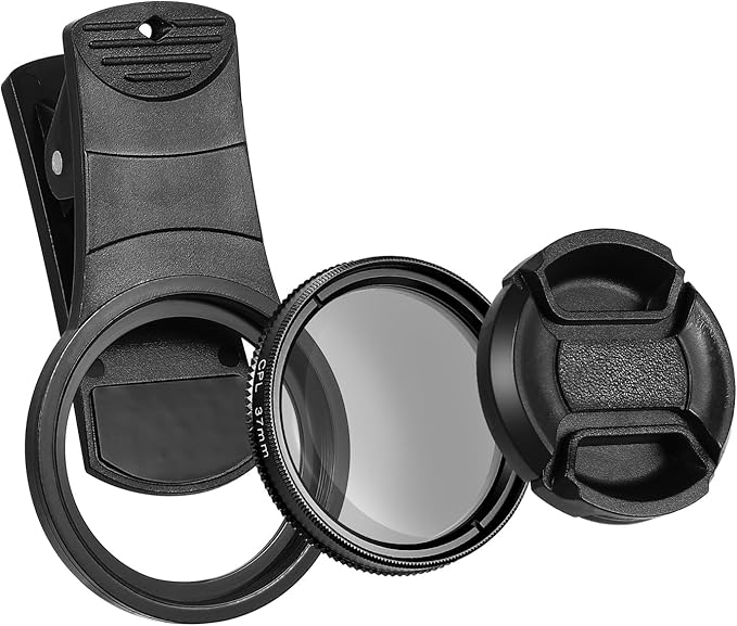 Mobile Phone Lens Set - 37mm Cpl Polarizing Lens Filter Kit for Smartphones Includes ClipLens Cover Storage Bag & Cleaning Cloth Enhance Color Saturation & Reduce Reflections