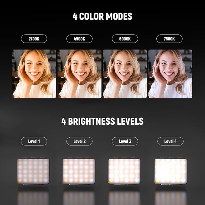 NEEWER Basics Bi Color Magnetic Camera Auxiliary Light Compatible with DJI OSMO Pocket 3, 1.5W Rechargeable Plastic Mini LED Fill Light Attachment for TikTok Vlog Selfie Video Recording, M24