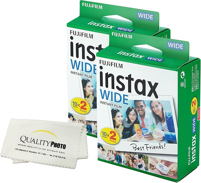 Fujifilm Instax Wide Instant Film Photo Microfiber Cloth – Compatible with Instax Wide 400, 300, 210, and 200 Cameras (40 Prints)