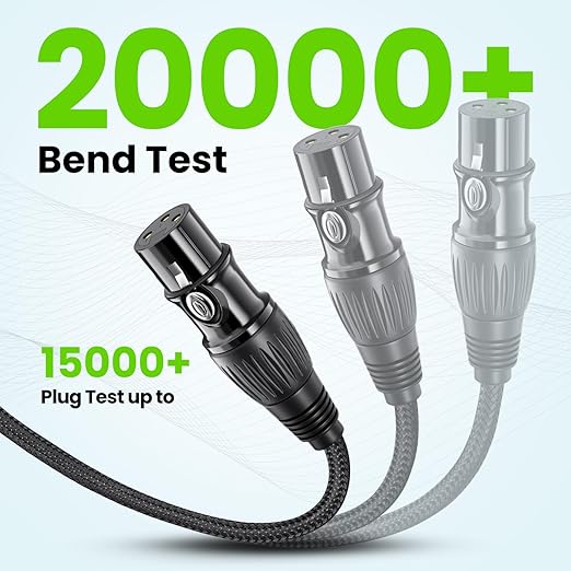 XLR Cable 3ft 2 Pack, Male to Female XLR Microphone Cable, Gold-Plated 3-Pin Oxygen-Free Copper (OFC) Shielded Nylon Braided Mic Cord for Mixer, Speaker Systems, 3 Foot