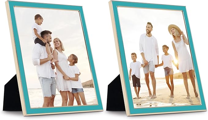 Sheffield Home Tabletop Picture Frame – Iron Enamel Decorative Display Frame for Home or Office, 4x6 Inch, Teal and Gold