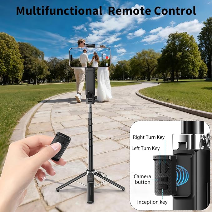 iPhone Gimbal Stabilizer, Estabilizador de Celular Profesional, Android Smartphone Aluminum Extendable Selfie Stick Tripod, 360° Automatic Rotation, Auto Balance for Live Video Recording, Vlogging