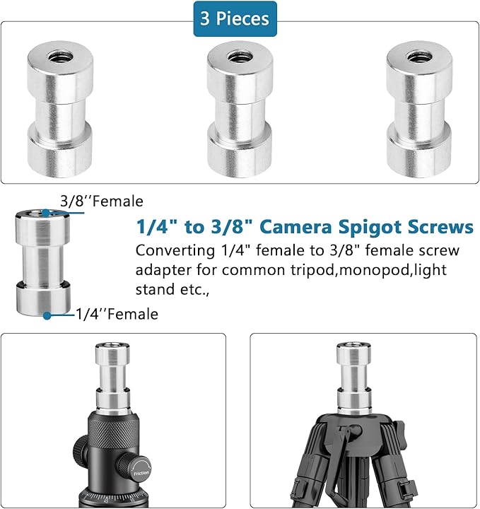 ChromLives Camera Tripod Adapter, 26Pack Camera Screw Mount Set 1/4 Threaded Converter Screws Adapter, 1/4 to 3/8 Hot Shoe Adapter,Tripod Mount Adapter Set for Monopod/Quick Release Plate