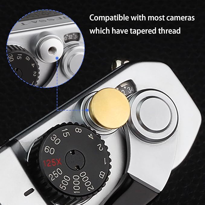 Haoge Metal Shutter Release Button for Fujifilm XE1 X-E2 X-E2S X-E3 XE5 X-T4 X-T3 X-T30 X-T20 X-Pro3 X-Pro2 X100V X100T X100S X100F Camera Accessories Convex Surface Golden