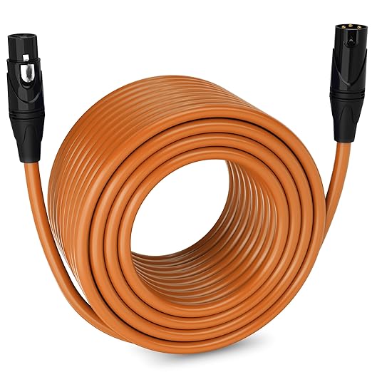 LyxPro 250 Feet XLR Microphone Cable Balanced Male to Female 3 Pin Mic Cord for Powered Speakers Audio Interface Professional Pro Audio Performance and Recording Devices - Orange