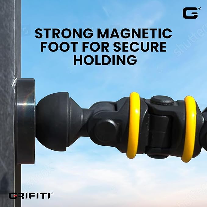 GRIFITI Nootle Recon 5 Flex Arm Leg Magnetic Camera Mount Stand Magnetic Foot 6 Inch Flexible Pole Holder Base for Cameras, Video Mounts Tripod Attaches to Steel or Other Magnet Surfaces