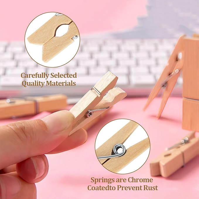 1.35 Inch Mini Clothes Pins for Photo,100 pcs Natural Wooden Small Clothes pins,Mini Photo Clips Ideal for Crafts, Decorations and DIY Project