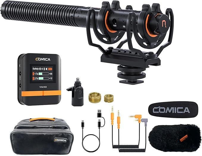 COMICA VM40 Wireless Shotgun Microphone with Receiver for Camera,Smartphone and PC,Support APP Control USB C Digital Output for Video Recording, Podcasting and Interview