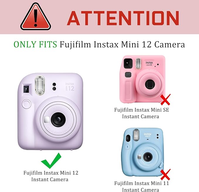 Fintie Protective Clear Case for Fujifilm Instax Mini 12 Instant Camera - Crystal Hard Shell Cover with Upgraded Film Pocket for Storing Photos & Removable Shoulder Strap