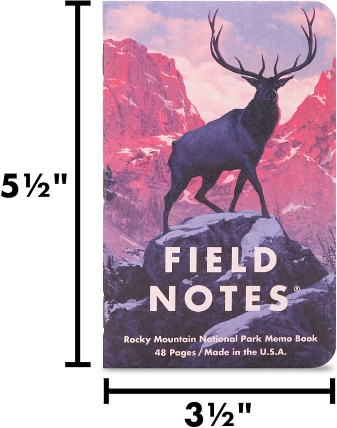 Field Notes: National Parks Series (Series C - Rocky Mountain, Great Smoky Mountains, Yellowstone) - Graph Paper Memo Book 3-Pack - 3.5 x 5.5 Inch