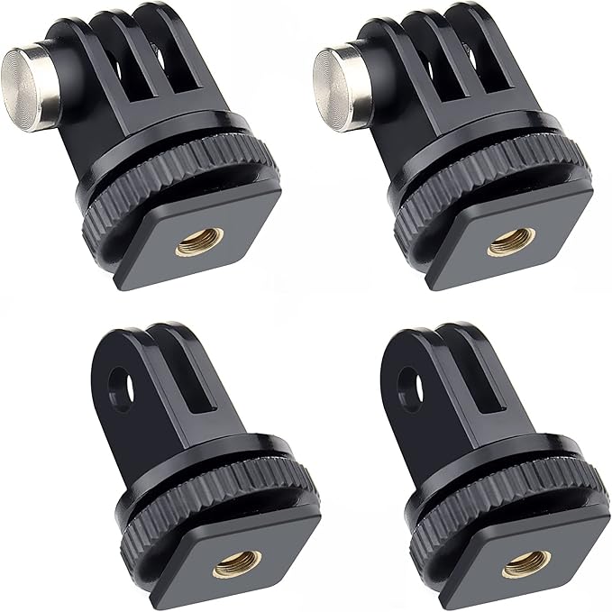 GEPULY 4 Pack Cold Shoe Mount Adapters,1/4" Thread Hole Cold Shoe Bracket,for GoPro Hero 13 12 11 10 9 8 7 6 5 4, Action Cameras DSLR Camera Cage Microphone LED Light Selfie Stick Monopod