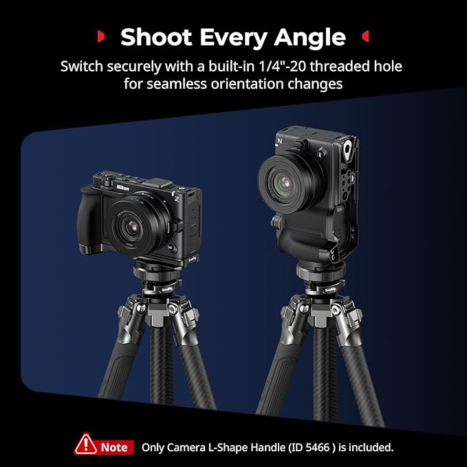 SmallRig L-Shape Handle for Nikon ZR with Ergonomic Silicone Grip, 1/4"-20 Thread Hole, Built-in Quick-Release Plate for Arca for Quickly Switch on Tripods/Handheld Shooting-5466