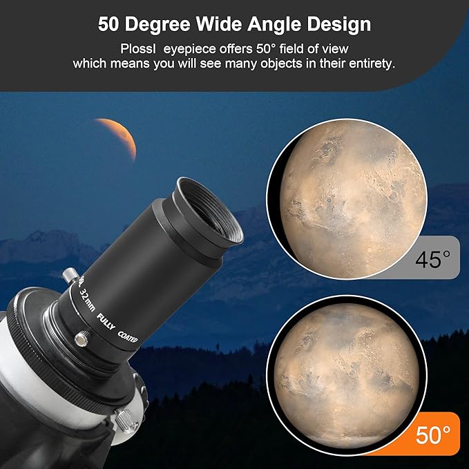Alstar 1.25 Inch Plossl Telescope Eyepiece - 32mm Fully Multicoated Optical Lens for 1.25inch Astronomic Telescope and Astronomy Filters - 4 Element Plossl Design