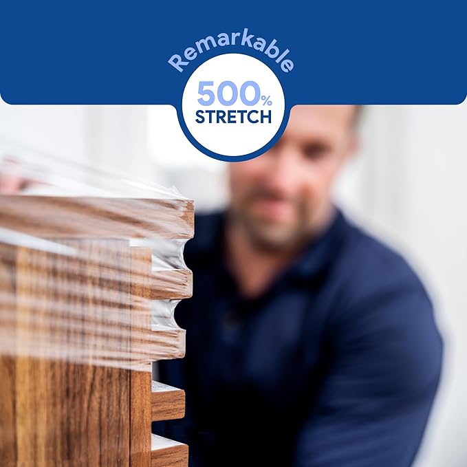 International Plastics Co. 70 Gauge 15" Plastic Stretch Film/Wrap with Extended Handles 1000ft Clear Moving Industrial Packing Heavy Duty Shrink Cling Durable Furniture (Extended Handles, 4 Pack)