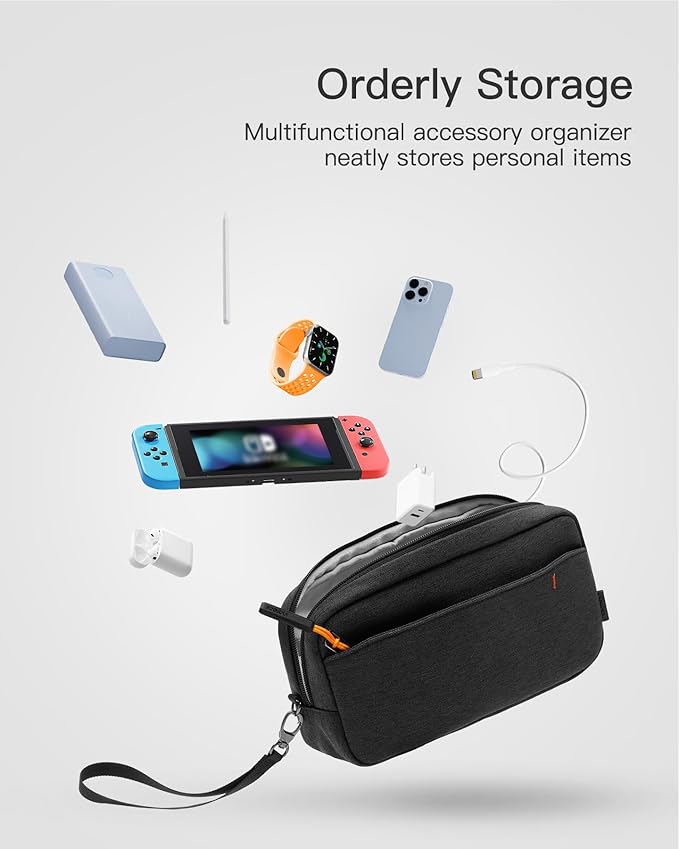Inateck Electronics Organizer Travel Case, Water-resistant Cable Organizer Pouch, Multi-purpose Accessories Carry Case for Cord, Charger, Cables, Phone, USB Drive, Black, Medium