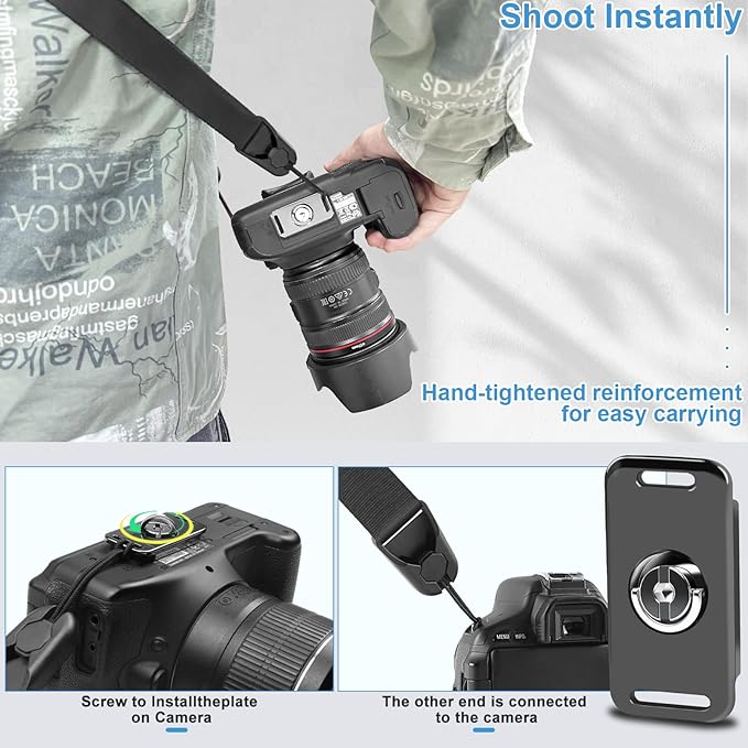 Adjustable Camera Strap, Universal Camera Strap with Quick Release and Connection, Comes with Comfortable Silicone Shoulder Pads and Base, Smooth and Sturdy, Strap Width 1''(2.5cm Dark Brown)